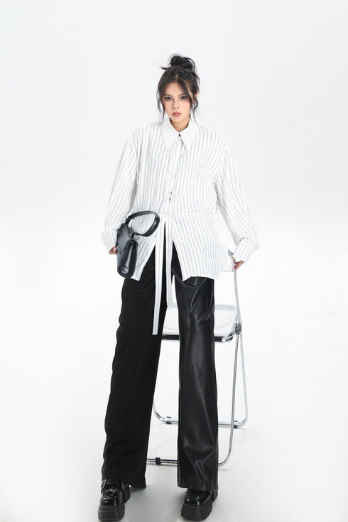 Contrast Texture Wide Pants